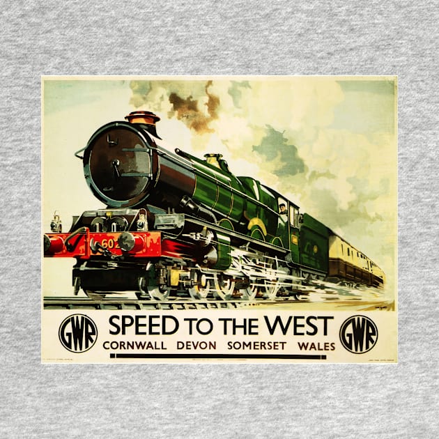 Speed To The West GWR Advertisement Vintage Steam Train Locomotive by vintageposters